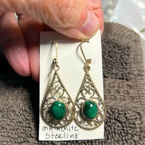 Malachite sterling silver earrings